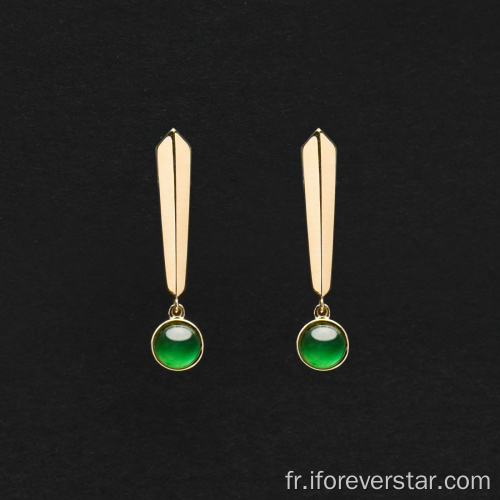 Boucles d&#39;oreilles en jadéite verte impérial réelle 18K